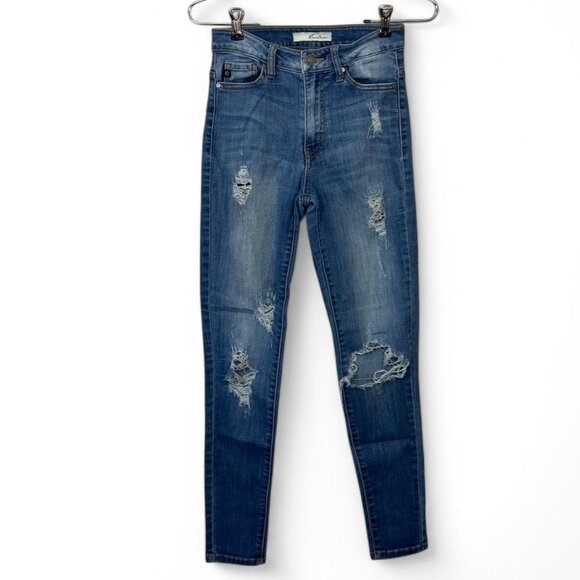 KanCan High-Rise Blue Skinny‎ Jeans Distressed - Picture 1 of 5
